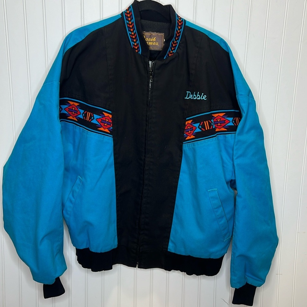 David James Aztec Western Cowgirl Bomber Jacket Size XXL** In Teal
